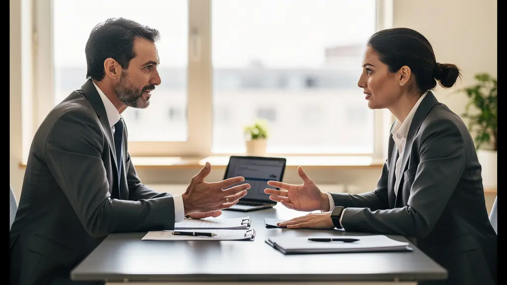 Conseiller en financement immobilier en discussion avec un client dans un bureau moderne